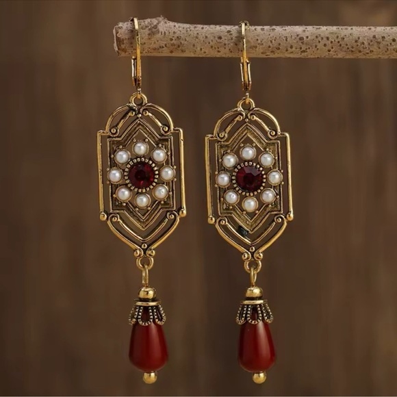 Anthropologie Jewelry - Marquis Ethnic Bordo Vintage Bronze Brushed Earrings
